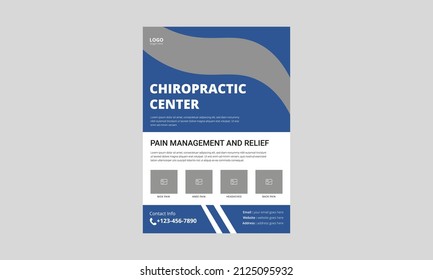 Chiropractic Services Klinik Flyer Design. Chiropractic und Rehabilitation Service Plakatdesign. eine4-Vorlage, Broschüre, Design, Cover, Flyer, Poster, druckfertig
