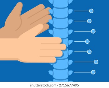 Chiropractic - spinal adjustment therapy concept with hands-on correction technique. Clean linear medical symbol suitable for healthcare websites, educational materials, infographics, applications and