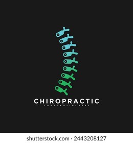 Chiropractic and spine logo design vector with green colour gradient premium concept