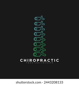 Chiropractic and spine logo design vector with green colour gradient premium concept