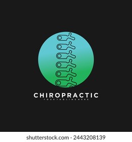 Chiropractic and spine logo design vector with green colour gradient premium concept