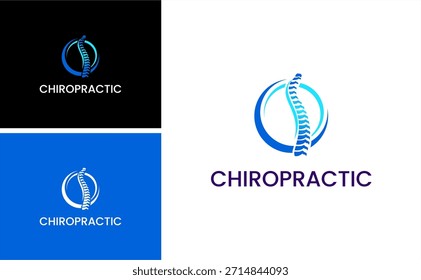Chiropractic spine logo vector with modern medical symbol representing healthcare therapy spinal care wellness rehabilitation and professional clinic brand identity design