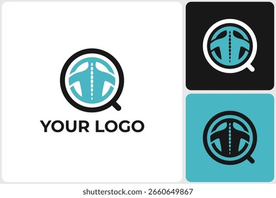 Concepto de diseño de logotipo de Búsqueda de columna quiropráctica