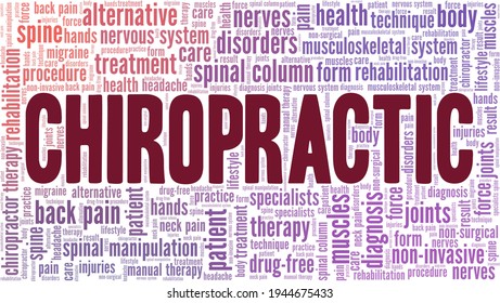 Chiropractic vector illustration word cloud isolated on a white background.