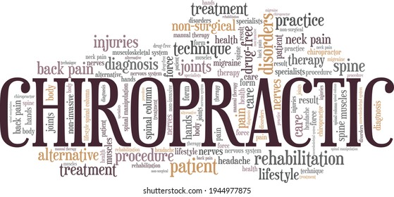 Chiropractic Vector Illustration Word Cloud Isolated On A White Background.