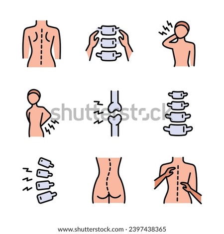 Chiropractor color icon set, chiropractic collection, vector graphics, logo illustrations, physical therapy vector icons, chiropractor flat signs