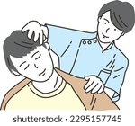 Chiropractor and female patient doing head massage