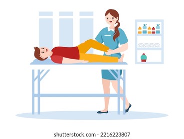 Chiropractor Flat Cartoon Hand Drawn Templates Illustration of Patient in Physiotherapy Rehabilitation with Osteopathy Specialist Natural Treatment