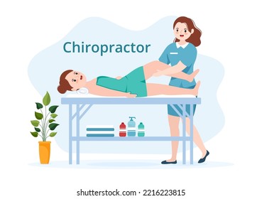 Dibujo de plantillas de dibujos a mano de quiropráctico Ilustración del paciente en rehabilitación fisioterapéutica con tratamiento natural especializado en osteopatía