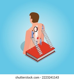 Chiropractor isometric 3d vector illustration concept for banner, website, illustration, landing page, flyer, etc.