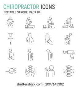 Chiropractor line icon set, chiropractic collection, vector graphics, logo illustrations, physical therapy vector icons, chiropractor signs, outline pictograms, editable stroke - Shutterstock ID 2097143302