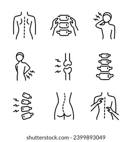 Chiropractor line icon set, chiropractic collection, vector graphics, logo illustrations, physical therapy vector icons, chiropractor outline signs