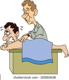 Chiropractor or Masseur working on someone's back