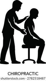 Chiropractor Performing Back Adjustment on Patient Silhouette