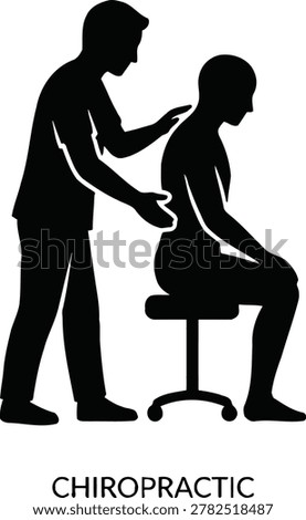 Chiropractor Performing Back Adjustment on Patient Silhouette