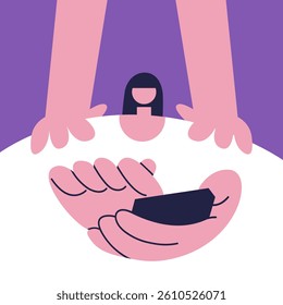 Chiropractor treating plus size girl. Flat vector illustration.
