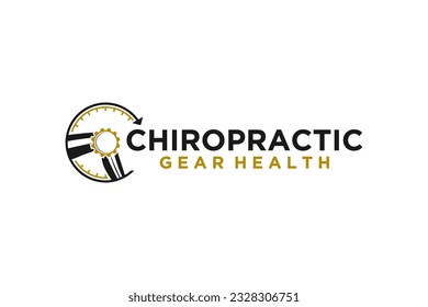 Chiropratic gear knee joint logo design illustration