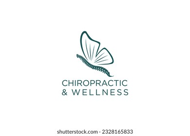 Chiropratic wellness clinic logo design butterfly icon symbol