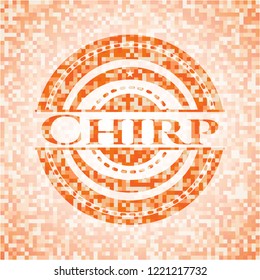 Chirp abstract orange mosaic emblem with background