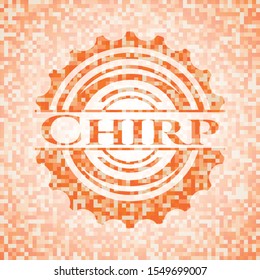 Chirp orange mosaic emblem with background