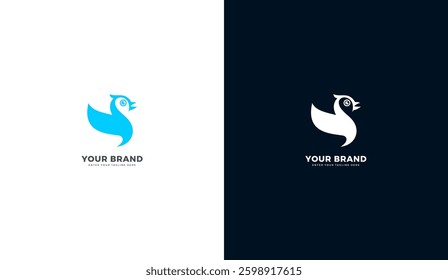 Chirping bird logo. Flying bird icon