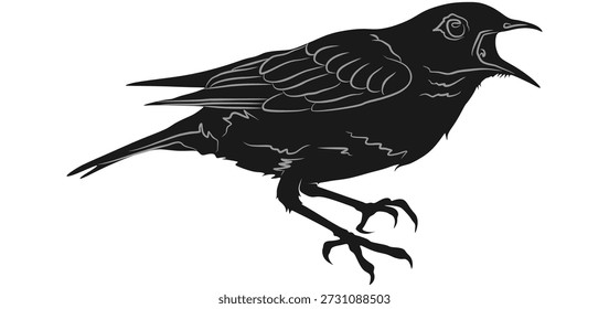 Chirping bird silhouette vector design illustration