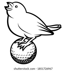 chirping bird vector on golf ball background