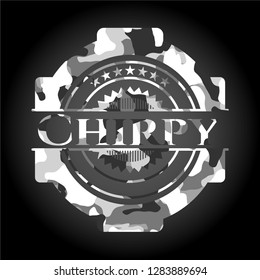Chirpy on grey camo texture