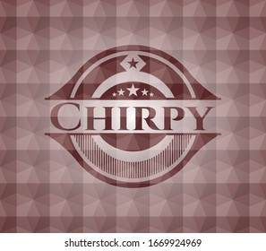 Chirpy red badge with geometric pattern. Seamless.