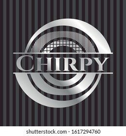 Chirpy silvery badge. Vector Illustration. Mosaic.