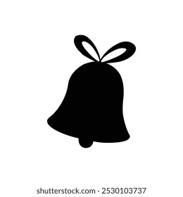 Chirstmas bell silhouette isolated on white backgroun. Black bell on white background