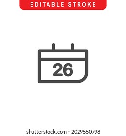 Chirstmas Calender Outline Icon. Chirstmas Calender Line Art Logo. Vector Illustration. Isolated on White Background. Editable Stroke