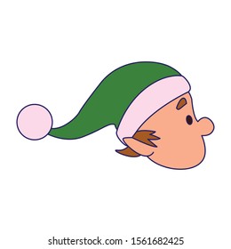 chirstmas elf head icon over white background, vector illustration
