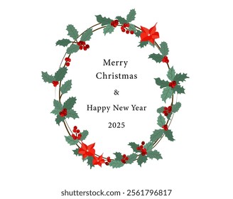 Chirstmas flower frame isolated on white background