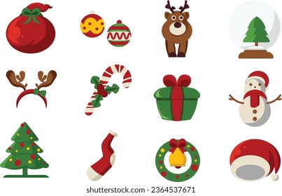 Chirstmas Icons and attributes vector Set
