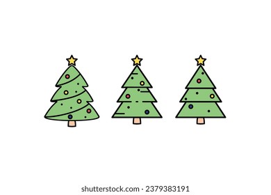 Chirstmas tree icons set. Vector illustrations.