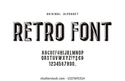 Chisel Alphabet Vector Font. Type letters and numbers. Chiseled block typeface for your design.