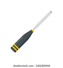 Icono del carpintero de Chisel. Ilustración plana del icono vectorial del cincel carpintero aislado en fondo blanco