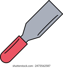 Chisel concept, cutting tool with a sharpened edge at the end of a metal blade vector outline design, Industrial Equipment Symbol, 1st of May Sign, International Workers Day stock illustration