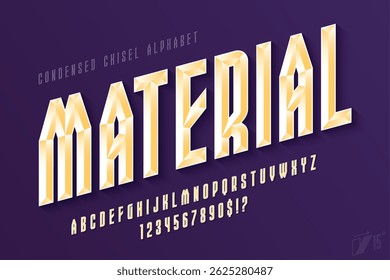 Chisel Kristallbuchstaben Design, original Alphabet Stil. Farbfeldsteuerung. 15-Grad-Neigung