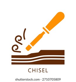 Meißel zweifarbige Symbol, Mini-Illustration beziehen sich auf Zimmerei, Holzindustrie. Für moderne Konzeption, UI, UX Web- und App-Entwicklung.