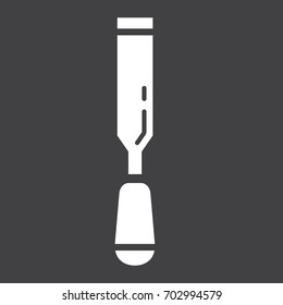Chisel glyph icon, build and repair, carpenter sign vector graphics, a solid pattern on a black background, eps 10.