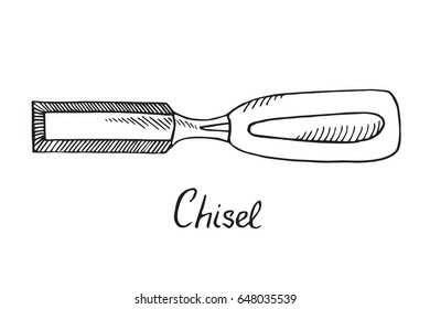Chisel, hand drawn doodle sketch in pop art style, vector illustration
