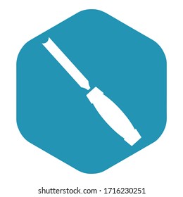 Chisel icon. Carpenter's or joiner's manual cutting tool for wood work. Vector illustration isolated on a white background for design and web.