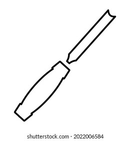 Chisel icon. Carpenter's or joiner's manual cutting tool for wood work. Vector illustration isolated on a white background for design and web.