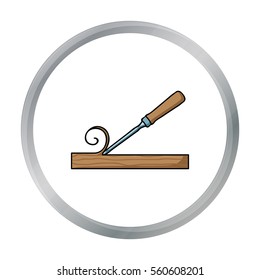 Chisel icon in cartoon style isolated on white background. Sawmill and timber symbol stock vector illustration.