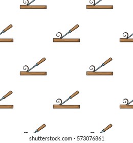 Chisel icon in cartoon style isolated on white background. Sawmill and timber pattern stock vector illustration.