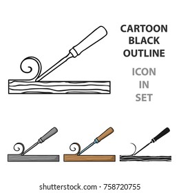 Chisel icon in cartoon style isolated on white background. Sawmill and timber symbol stock vector illustration.