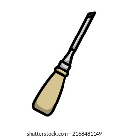 Chisel Icon. Editable Bold Outline With Color Fill Design. Vector Illustration.
