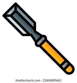chisel icon in filled line style isolated on white background. Construction tools, vector illustration for graphic design projects